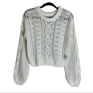 Women's White Cable Knit Sweater